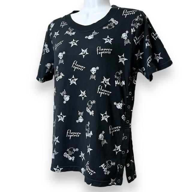 【ALGONQUINS】フラワースカル&ロゴ総柄Tシャツ < ブランド  【ALGONQUINS】フラワースカル&ロゴ総柄Tシャツ < ブランドの