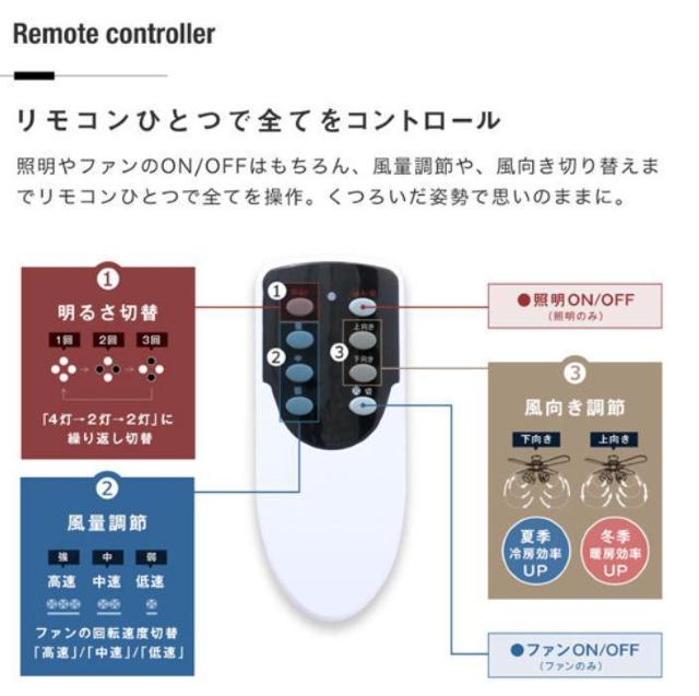 シーリングファンライト メタリック スタイリッシュ 照明 4灯 LED エアコン リモコン付き < 家電/AV  シーリングファンライト メタリック スタイリッシュ 照明 4灯 LED エアコン リモコン付き < 家電/AVの