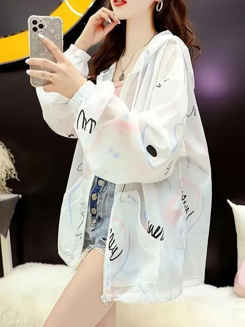 お試し価格1390円★女性用軽量UPFフード付きシャツ - スポーティストライプ長袖ジップアップトップ 日本サイズM ホワイト < レジャー/スポーツ お試し価格1390円★女性用軽量UPFフード付きシャツ - スポーティストライプ長袖ジップアップトップ 日本サイズM ホワイト < レジャー/スポーツの