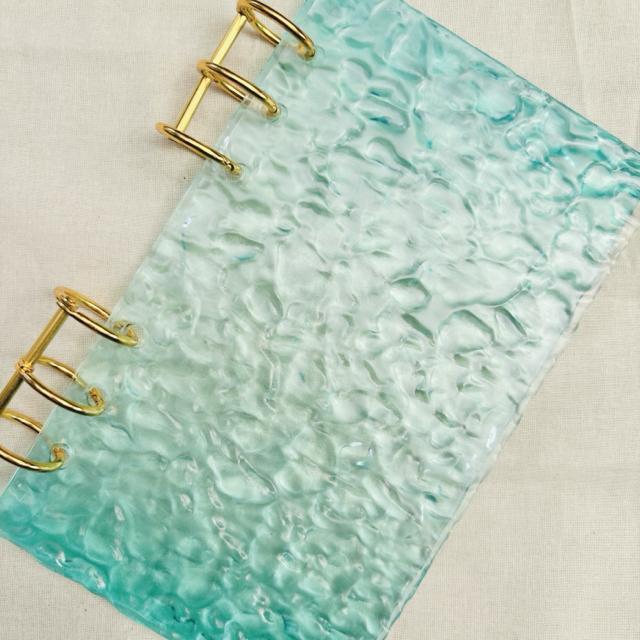 マーブル調 バインダー ミニ6穴 リフィル10枚付き シルバー、ゴールドリング付き 韓国風 PVCノート 手帳 アクアブルー < インテリア/ライフ  マーブル調 バインダー ミニ6穴 リフィル10枚付き シルバー、ゴールドリング付き 韓国風 PVCノート 手帳 アクアブルー < インテリア/ライフの