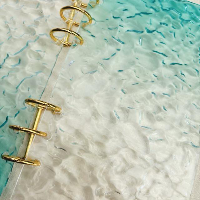 マーブル調 バインダー ミニ6穴 リフィル10枚付き シルバー、ゴールドリング付き 韓国風 PVCノート 手帳 アクアブルー < インテリア/ライフ  マーブル調 バインダー ミニ6穴 リフィル10枚付き シルバー、ゴールドリング付き 韓国風 PVCノート 手帳 アクアブルー < インテリア/ライフの