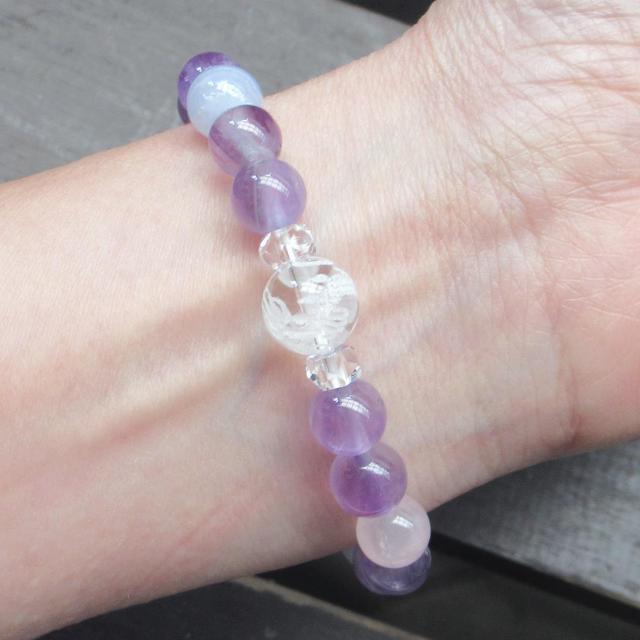龍彫水晶xラベンダーアメジストxローズクォーツxブルーレースブレスレット 天然石 パワーストーン < 女性アクセサリー/時計 龍彫水晶xラベンダーアメジストxローズクォーツxブルーレースブレスレット 天然石 パワーストーン < 女性アクセサリー/時計の