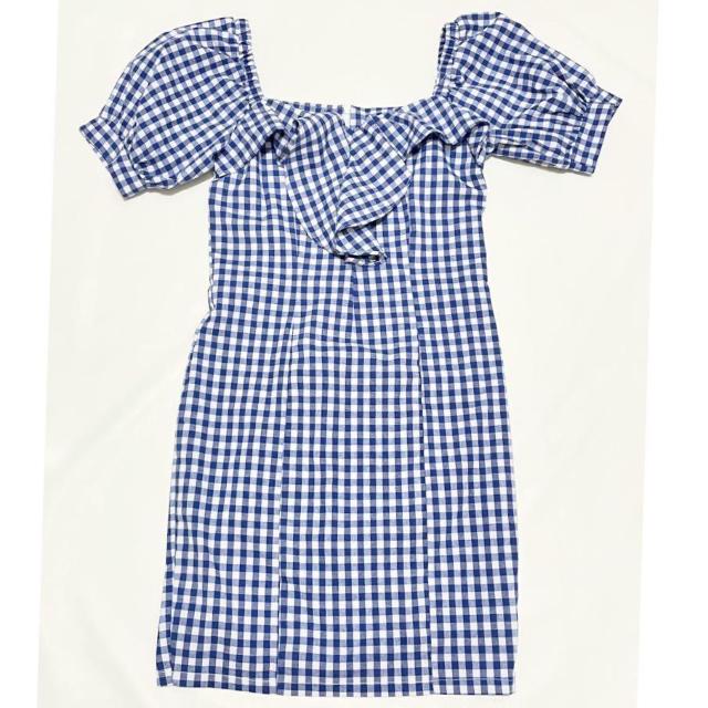 ギンガムチェック 半袖ワンピース ブルー, < 女性ファッション  ギンガムチェック 半袖ワンピース ブルー,  < 女性ファッションの