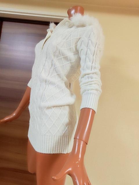 新品?s?ホワイトニット?ファーフードワンピース? < 女性ファッション  新品?s?ホワイトニット?ファーフードワンピース? < 女性ファッションの