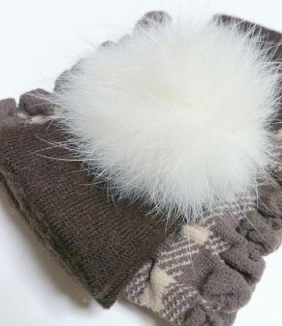 ファー付き リボン チェック柄 リストバンド★ < 女性ファッション ファー付き リボン チェック柄 リストバンド★ < 女性ファッションの