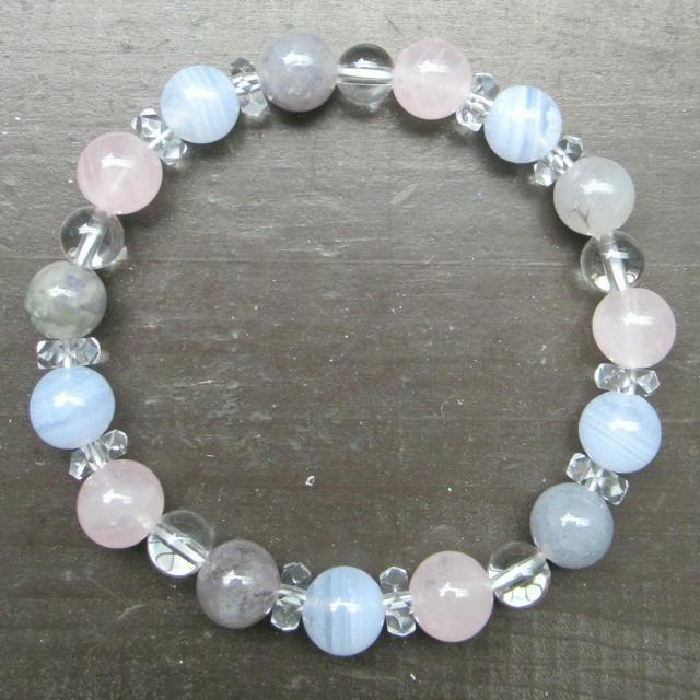 ローズクォーツxアイオライトxブルーレースブレスレット 天然石 パワーストーン < 女性アクセサリー/時計 ローズクォーツxアイオライトxブルーレースブレスレット 天然石 パワーストーン < 女性アクセサリー/時計の