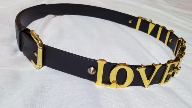 正規美レア ドルチェ&ガッバーナ ロゴ レタリング3連LOVEループ×スパイクスタッズ ロックテイストレザーベルト黒 85 D&G < ブランド  正規美レア ドルチェ&ガッバーナ ロゴ レタリング3連LOVEループ×スパイクスタッズ ロックテイストレザーベルト黒 85 D&G < ブランドの