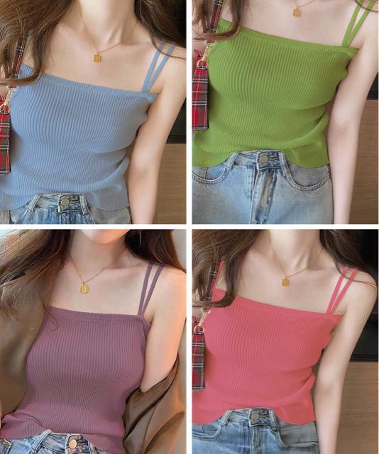 送料無料 新品 リブニットキャミソール ダブルストラップ < 女性ファッション  送料無料 新品 リブニットキャミソール ダブルストラップ < 女性ファッションの