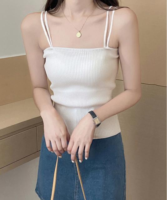送料無料 新品 リブニットキャミソール ダブルストラップ < 女性ファッション  送料無料 新品 リブニットキャミソール ダブルストラップ < 女性ファッションの
