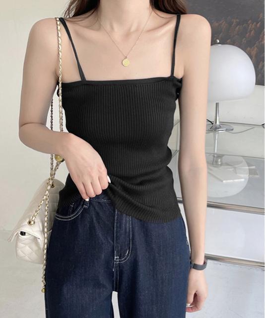 送料無料 新品 リブニットキャミソール ダブルストラップ < 女性ファッション  送料無料 新品 リブニットキャミソール ダブルストラップ < 女性ファッションの