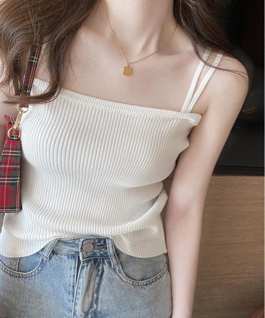 送料無料 新品 リブニットキャミソール ダブルストラップ < 女性ファッション  送料無料 新品 リブニットキャミソール ダブルストラップ < 女性ファッションの