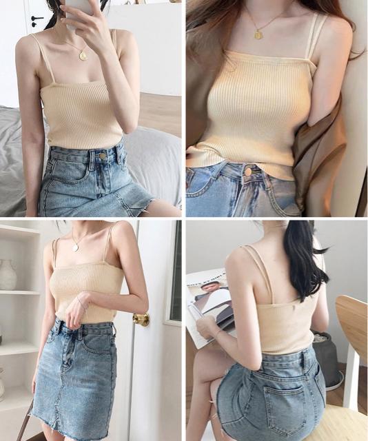 送料無料 新品 リブニットキャミソール ダブルストラップ < 女性ファッション  送料無料 新品 リブニットキャミソール ダブルストラップ < 女性ファッションの