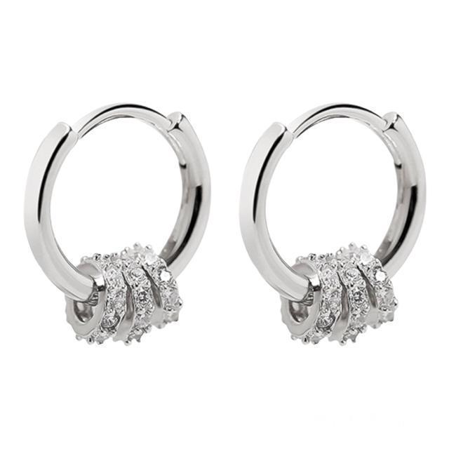 小リング付き フープピアス シルバー【両耳セット】 < 女性アクセサリー/時計 小リング付き フープピアス シルバー【両耳セット】 < 女性アクセサリー/時計の