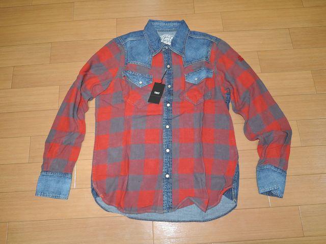 新品TMTデニム切替チェックシャツM赤タンガリーインディゴ < ブランド 新品TMTデニム切替チェックシャツM赤タンガリーインディゴ < ブランドの