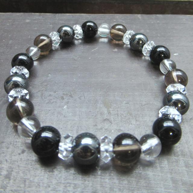 オニキスxへマタイトxスモーキークォーツブレスレット 天然石 < 男性アクセサリー/時計 オニキスxへマタイトxスモーキークォーツブレスレット 天然石 < 男性アクセサリー/時計の