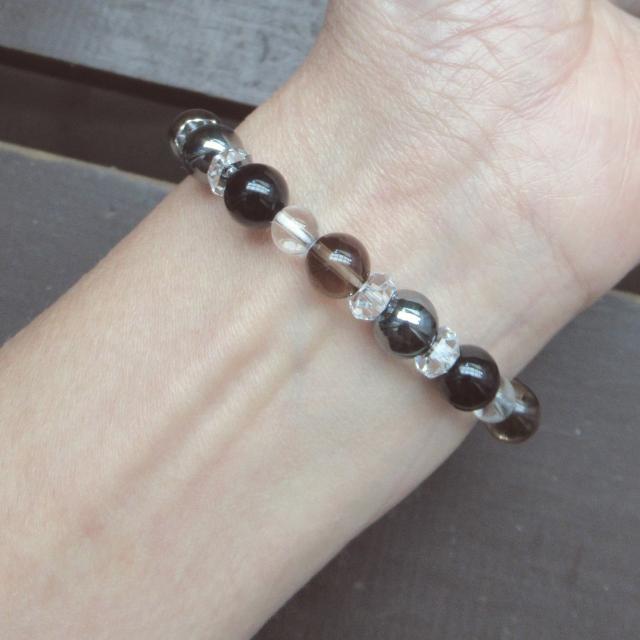 オニキスxへマタイトxスモーキークォーツブレスレット 天然石 < 男性アクセサリー/時計 オニキスxへマタイトxスモーキークォーツブレスレット 天然石 < 男性アクセサリー/時計の