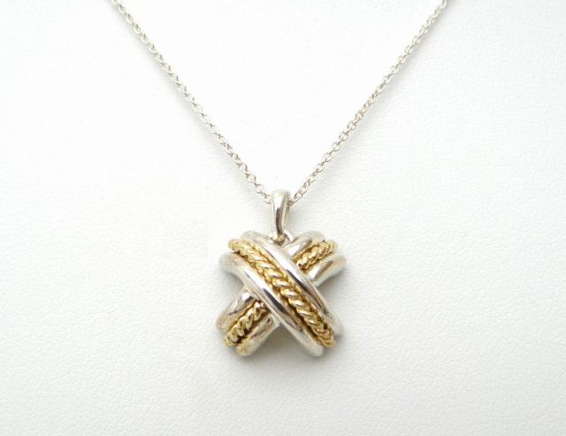 ティファニー シグネチャークロス ネックレス ペンダント コンビ 750YG×SV925<USED>【送料無料】 < ブランド  ティファニー シグネチャークロス ネックレス ペンダント コンビ 750YG×SV925<USED>【送料無料】  < ブランドの