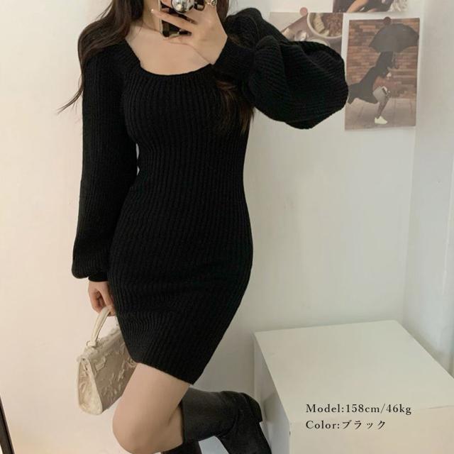 送料無料 新品 リブニットワンピース レディース 韓国風 < 女性ファッション  送料無料 新品 リブニットワンピース レディース 韓国風 < 女性ファッションの