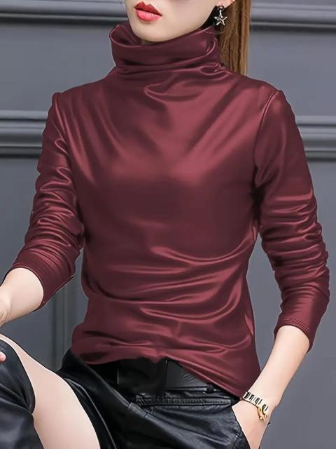 超お買い得2290円★【シーズン万能】レディース長袖PUスウェットシャツ - ハイネック USAサイズM(日本サイズXL相当) < 女性ファッション  超お買い得2290円★【シーズン万能】レディース長袖PUスウェットシャツ - ハイネック USAサイズM(日本サイズXL相当) < 女性ファッションの