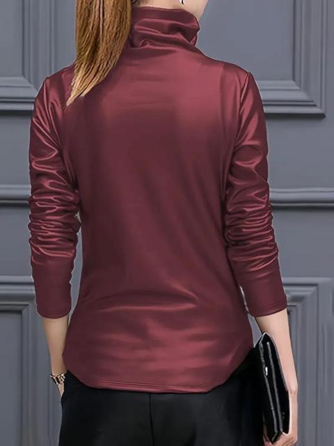 超お買い得2290円★【シーズン万能】レディース長袖PUスウェットシャツ - ハイネック USAサイズM(日本サイズXL相当) < 女性ファッション  超お買い得2290円★【シーズン万能】レディース長袖PUスウェットシャツ - ハイネック USAサイズM(日本サイズXL相当) < 女性ファッションの