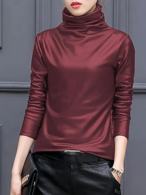 超お買い得2290円★【シーズン万能】レディース長袖PUスウェットシャツ - ハイネック USAサイズM(日本サイズXL相当) < 女性ファッション  超お買い得2290円★【シーズン万能】レディース長袖PUスウェットシャツ - ハイネック USAサイズM(日本サイズXL相当) < 女性ファッションの