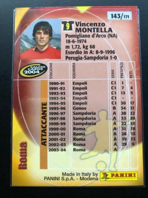 2004calcio PANINI/NO-143・ロ−マ・Vincenzo・MONTELLA < トレーディングカード  2004calcio PANINI/NO-143・ロ−マ・Vincenzo・MONTELLA < トレーディングカードの