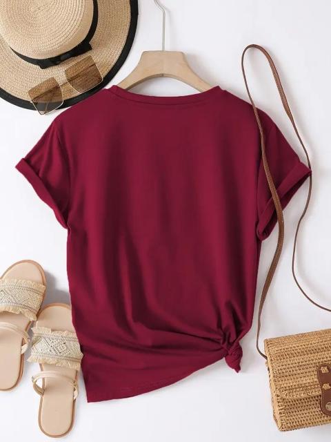 超お買い得790円★レディース グレイトフル グラフィックTシャツ テル 半袖 USAサイズM(日本サイズL相当)真紅 < 女性ファッション  超お買い得790円★レディース グレイトフル グラフィックTシャツ テル 半袖 USAサイズM(日本サイズL相当)真紅 < 女性ファッションの