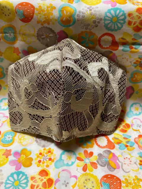 HMオシャレマスクゴールドレース×茶 < 女性ファッション  HMオシャレマスクゴールドレース×茶  < 女性ファッションの