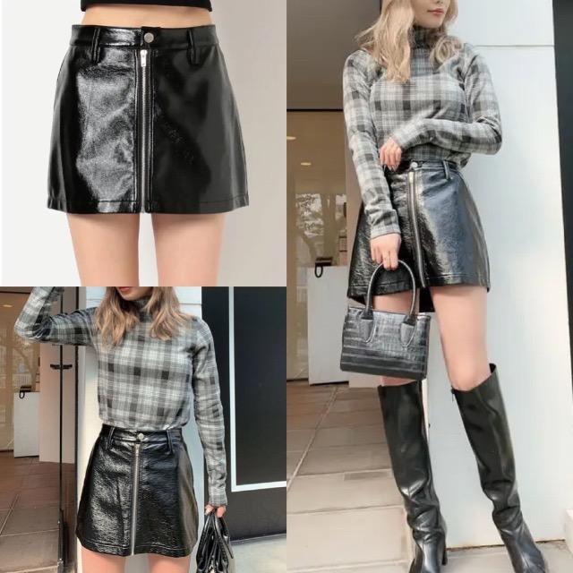 GYDA★パテントフェイクレザースカートライクショーパン★ < ブランド  GYDA★パテントフェイクレザースカートライクショーパン★ < ブランドの