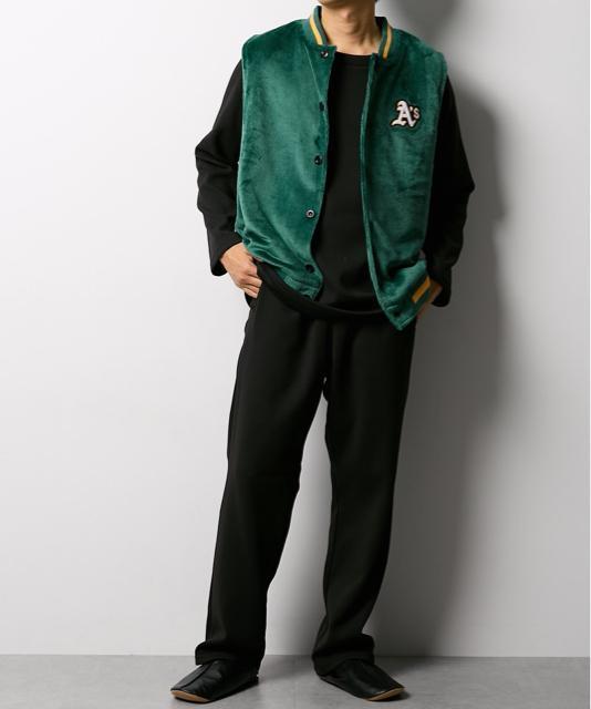 3Lサイズ!高貴紳士的!MLB!裏ボア!ミンクフリース!暖か!ベスト!(アスレチックス)グリーン系色合い!新品! < 男性ファッション  3Lサイズ!高貴紳士的!MLB!裏ボア!ミンクフリース!暖か!ベスト!(アスレチックス)グリーン系色合い!新品! < 男性ファッションの