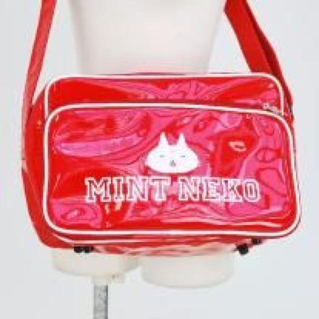 MINTNeko・カレッジ風ロゴプリントエナメルスクールバッグ*赤 < ブランド MINTNeko・カレッジ風ロゴプリントエナメルスクールバッグ*赤 < ブランドの