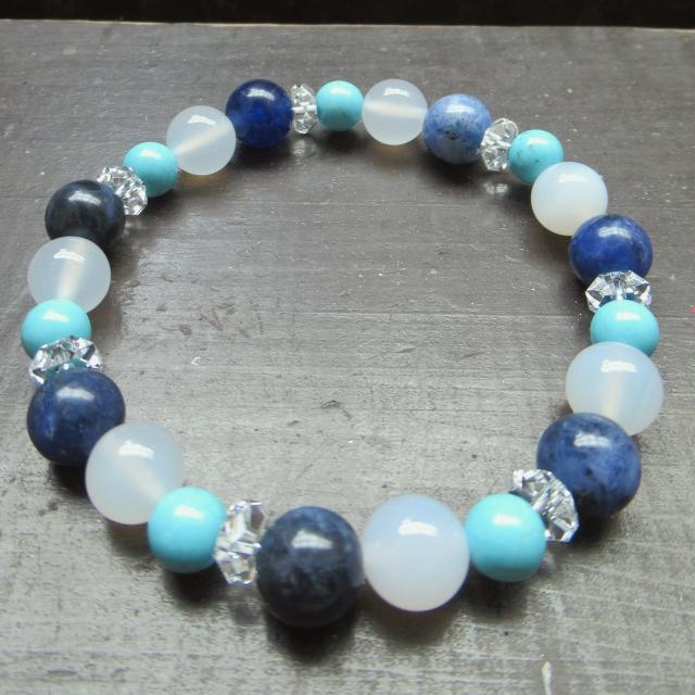 ソーダライトxホワイトカルセドニーxマグネサイトターコイズ < 男性アクセサリー/時計 ソーダライトxホワイトカルセドニーxマグネサイトターコイズ < 男性アクセサリー/時計の