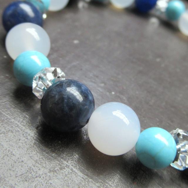 ソーダライトxホワイトカルセドニーxマグネサイトターコイズ < 男性アクセサリー/時計 ソーダライトxホワイトカルセドニーxマグネサイトターコイズ < 男性アクセサリー/時計の