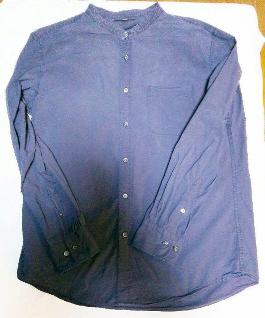 UNIQLO  スタンドカラーシャツ ネイビー メンズ サイズL < 男性ファッション  UNIQLO  スタンドカラーシャツ ネイビー メンズ サイズL  < 男性ファッションの