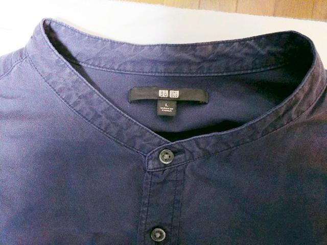UNIQLO  スタンドカラーシャツ ネイビー メンズ サイズL < 男性ファッション  UNIQLO  スタンドカラーシャツ ネイビー メンズ サイズL < 男性ファッションの