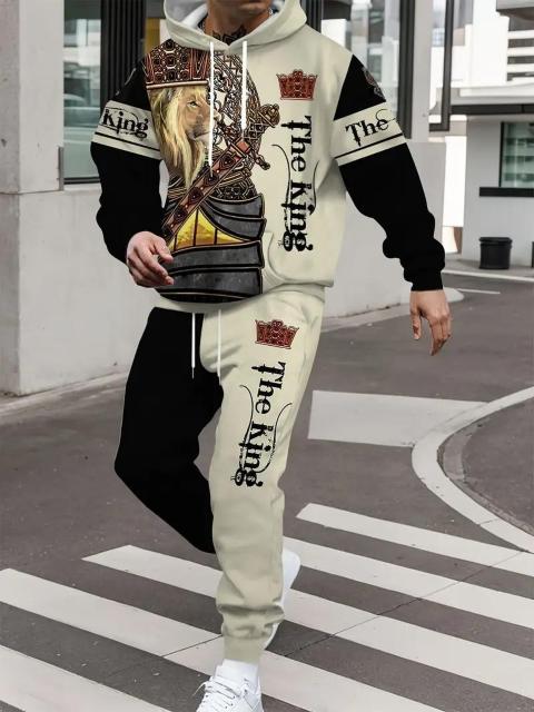 爆ヤス価格2590円★虎柄プリントのフード付きスーツ、フーディーとドローストリングパンツのセット USAサイズM(日本サイズXL) < 男性ファッション  爆ヤス価格2590円★虎柄プリントのフード付きスーツ、フーディーとドローストリングパンツのセット USAサイズM(日本サイズXL)  < 男性ファッションの