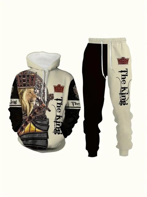 爆ヤス価格2590円★虎柄プリントのフード付きスーツ、フーディーとドローストリングパンツのセット USAサイズM(日本サイズXL) < 男性ファッション  爆ヤス価格2590円★虎柄プリントのフード付きスーツ、フーディーとドローストリングパンツのセット USAサイズM(日本サイズXL) < 男性ファッションの