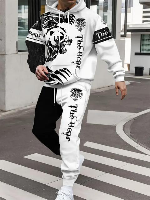 爆ヤス価格2590円★虎柄プリントのフード付きスーツ、フーディーとドローストリングパンツのセット USAサイズM(日本サイズXL) < 男性ファッション  爆ヤス価格2590円★虎柄プリントのフード付きスーツ、フーディーとドローストリングパンツのセット USAサイズM(日本サイズXL) < 男性ファッションの
