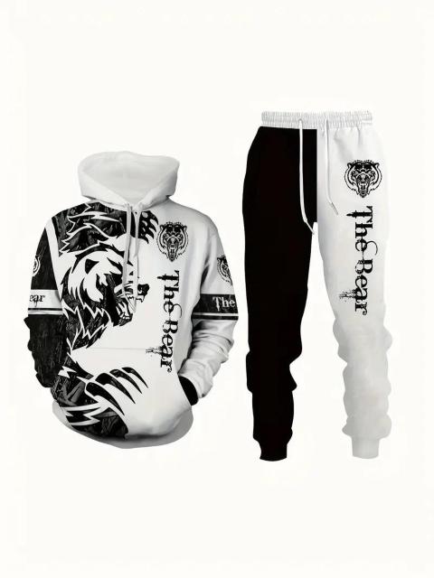 爆ヤス価格2590円★虎柄プリントのフード付きスーツ、フーディーとドローストリングパンツのセット USAサイズM(日本サイズXL) < 男性ファッション  爆ヤス価格2590円★虎柄プリントのフード付きスーツ、フーディーとドローストリングパンツのセット USAサイズM(日本サイズXL) < 男性ファッションの