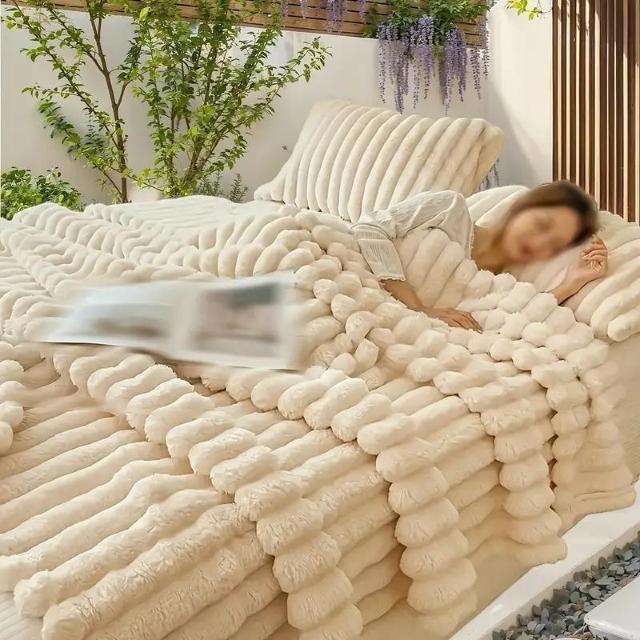 特別提供品1290円★高多用途フェイクラビットファーブランケット - 両面保温&暖かい、昼寝 100×150cmクリーミーホワイト < インテリア/ライフ  特別提供品1290円★高多用途フェイクラビットファーブランケット - 両面保温&暖かい、昼寝 100×150cmクリーミーホワイト  < インテリア/ライフの