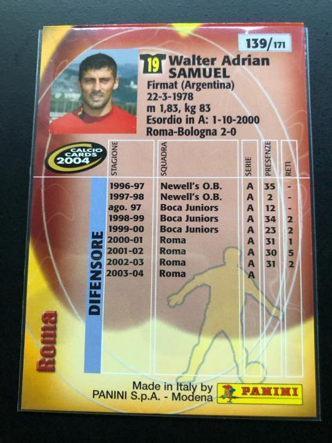 2004calcio PANINI/NO-139・ロ−マ・Walter Adrian・SAMUEL < トレーディングカード  2004calcio PANINI/NO-139・ロ−マ・Walter Adrian・SAMUEL < トレーディングカードの