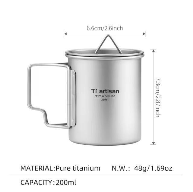 チタンマグカップ200ml 【48g(フタ無し38g)】蓋付き 軽量マグカップ < レジャー/スポーツ チタンマグカップ200ml 【48g(フタ無し38g)】蓋付き 軽量マグカップ < レジャー/スポーツの