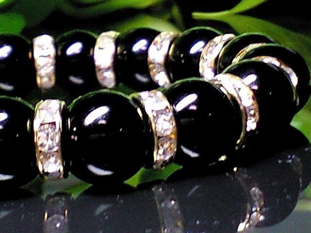 パワーストーン☆天然石!!ブラックオニキス12ミリ数珠ブレスレット§金ロンデル < 女性アクセサリー/時計  パワーストーン☆天然石!!ブラックオニキス12ミリ数珠ブレスレット§金ロンデル < 女性アクセサリー/時計の