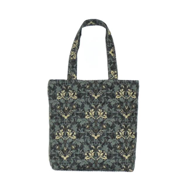◆スクエアベーシックトートバッグ◆ダマスクボタニカル柄ダークグリーン系 < 女性ファッション  ◆スクエアベーシックトートバッグ◆ダマスクボタニカル柄ダークグリーン系  < 女性ファッションの