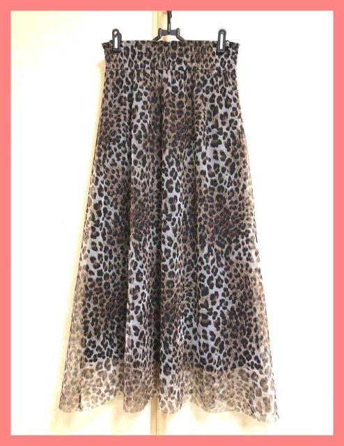 ☆今期新品☆レオパード柄チュールレースギャザーフレアロングスカートL☆ < 女性ファッション ☆今期新品☆レオパード柄チュールレースギャザーフレアロングスカートL☆ < 女性ファッションの