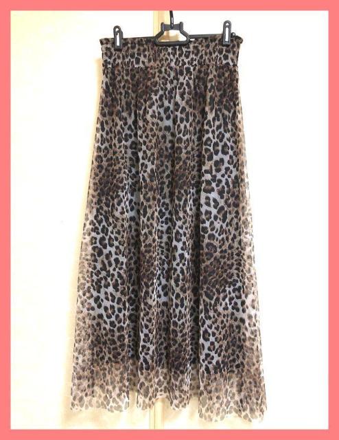☆今期新品☆レオパード柄チュールレースギャザーフレアロングスカートL☆ < 女性ファッション ☆今期新品☆レオパード柄チュールレースギャザーフレアロングスカートL☆ < 女性ファッションの