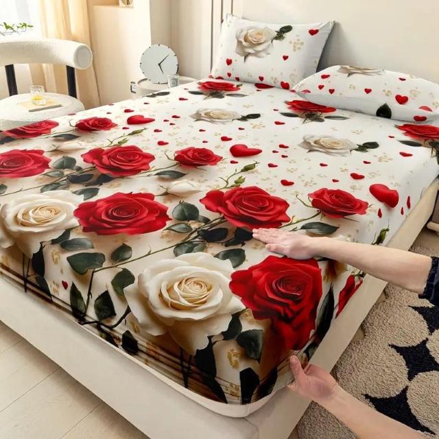 爆ヤス価格2490円★3枚セットの赤と白の薔薇クラスター、ベッドシートと枕カバー 2枚 120cm×200cm < インテリア/ライフ 爆ヤス価格2490円★3枚セットの赤と白の薔薇クラスター、ベッドシートと枕カバー 2枚 120cm×200cm < インテリア/ライフの