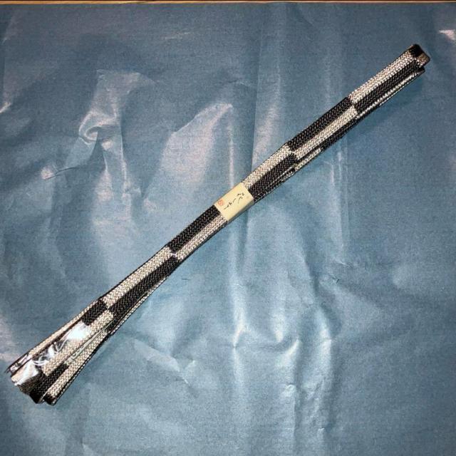 着物 帯 三分紐 帯締 帯留 ダークグレーXシルバー < 女性ファッション  着物 帯 三分紐 帯締 帯留 ダークグレーXシルバー  < 女性ファッションの