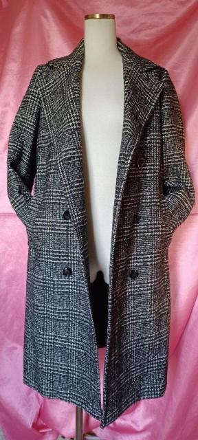 ★【GU】ジーユーお洒落☆黒白ブラック&ホワイト☆グレンチェック柄ダブルブレストコート☆テーラードカラーロングチェスターピーコート < 女性ファッション ★【GU】ジーユーお洒落☆黒白ブラック&ホワイト☆グレンチェック柄ダブルブレストコート☆テーラードカラーロングチェスターピーコート < 女性ファッションの