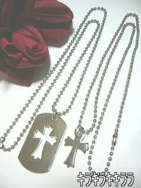 《New》愛*LOVE★クロス&ドックタグ★ペアネックレス*セット<箱付> < 男性アクセサリー/時計  《New》愛*LOVE★クロス&ドックタグ★ペアネックレス*セット<箱付> < 男性アクセサリー/時計の